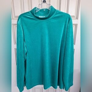 Blair Sweater SzXL Hi Neck Polyester Teal Long Sleeve Velour Machine Wash Gentle